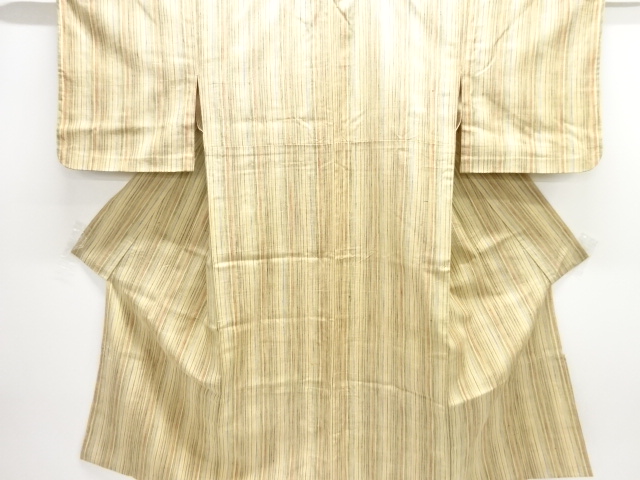 JAPANESE KIMONO / ANTIQUE HITOE KIMONO / SILK / HAND WOVEN TSUMUGI / STRIPE